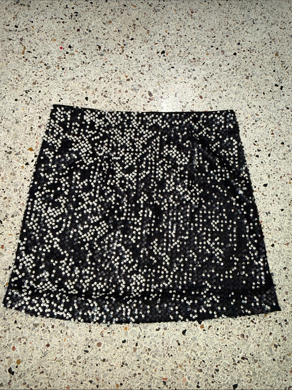 Black silver sequin mini skirt lined m medium Very J